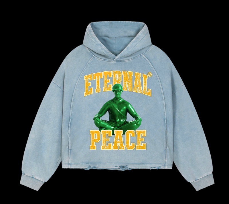 Eternal Peace Blue Cropped Hoodie